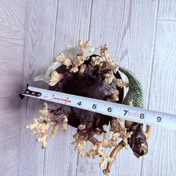 SPI gallery nautical brass mermaid dolphin coral reef candle holder figurine - Picture 12 of 16